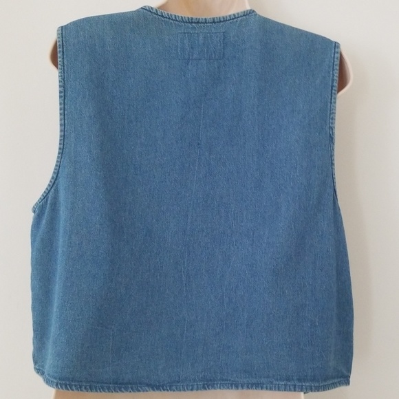 Tom Tom Blues Floral Embroidered Denim Jean Vest - Picture 3 of 8